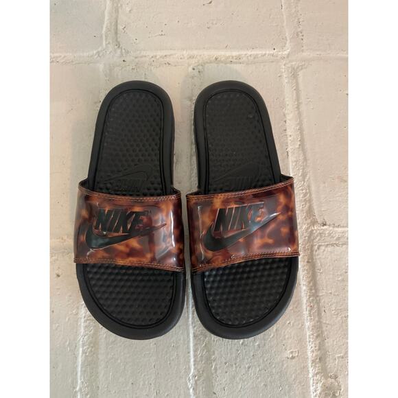 Nike Benassi JDI Print Women's Slide Black Noir Marble US Size 6 - Picture 1 of 4